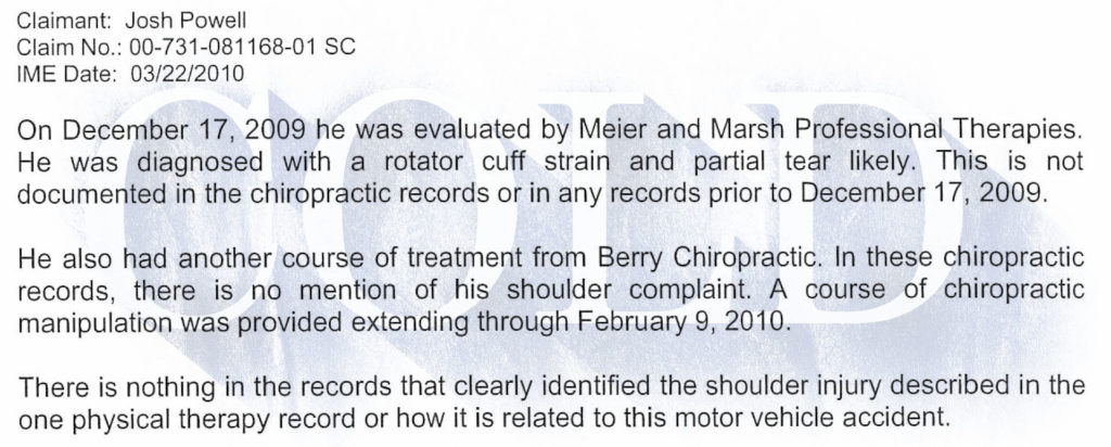 Josh Powell shoulder injury rotator cuff tear strain