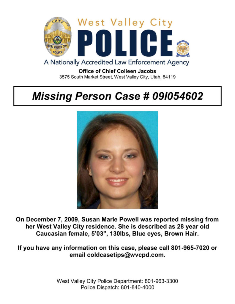 Susan Powell Case Files Cold Podcast missing person poster