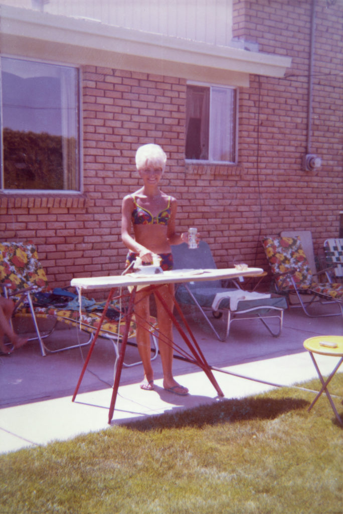 Joyce Yost ironing board sunbathing
