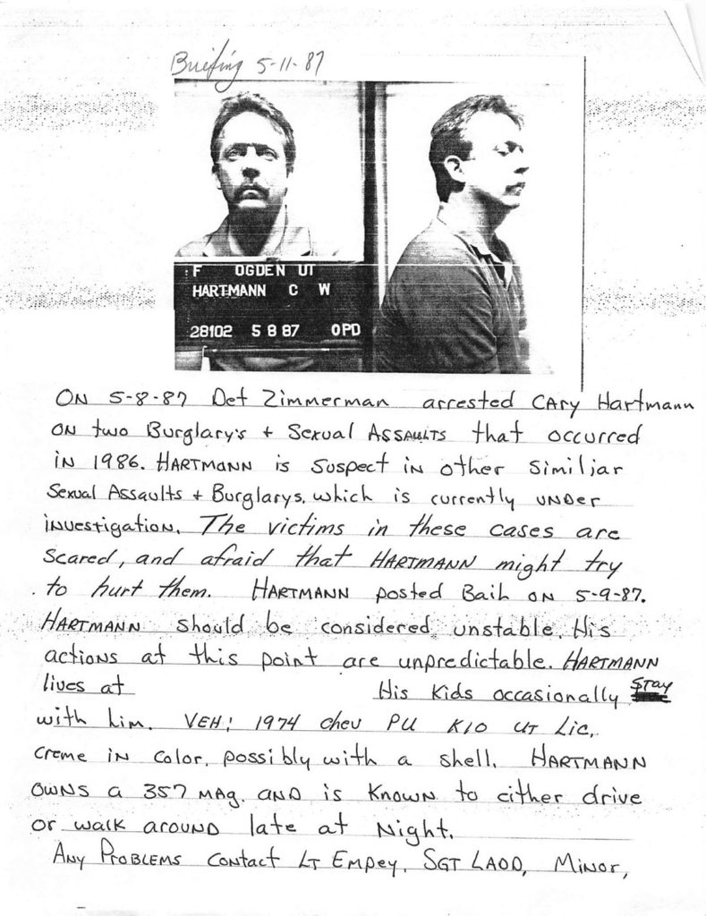 Cary Hartmann Ogden City Rapist investigation briefing police
